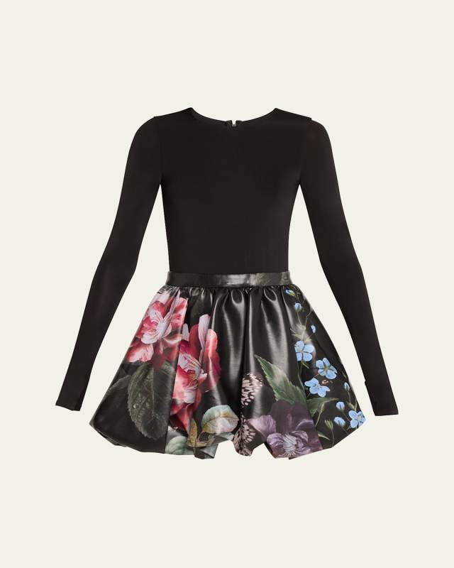 Chara Long-Sleeve Bubble Mini Dress